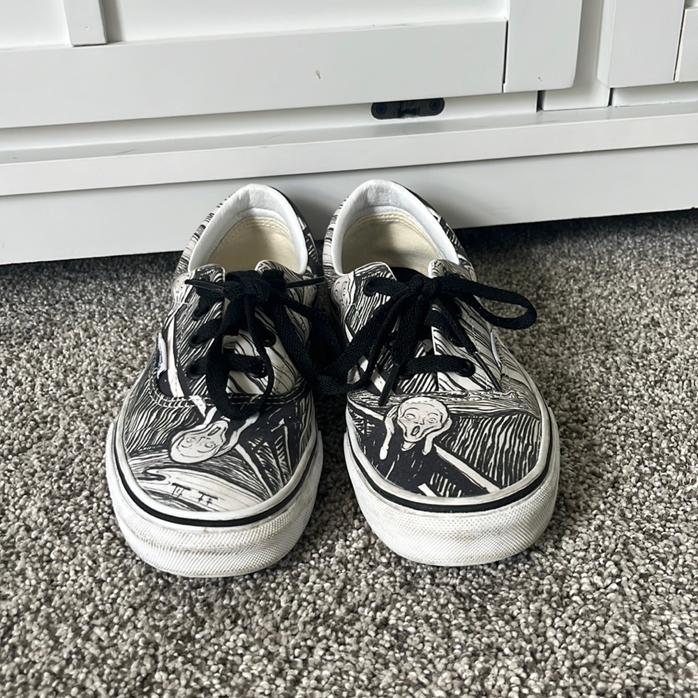 Vans Black and White Graphic Low Top Sneakers
